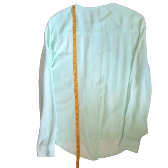 Anthropologie Blouse Maeve Clara Mint Green Long Sleeve Button Front Size 0 Chic - Picture 13 of 13